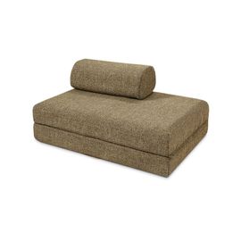 Canapé Droit Convertible Et Modulable 2 Places En Tweed Jaune