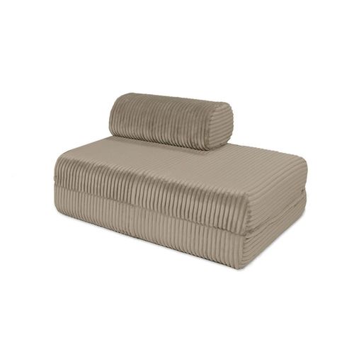 Canapé Convertible Et Modulable 2 Places En Velours Taupe