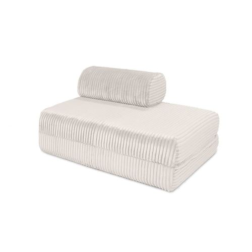 Canapé Convertible Et Modulable 2 Places En Velours Blanc