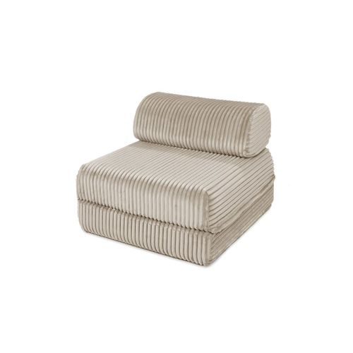 Fauteuil Convertible Et Modulable 1 Place En Velours Beige