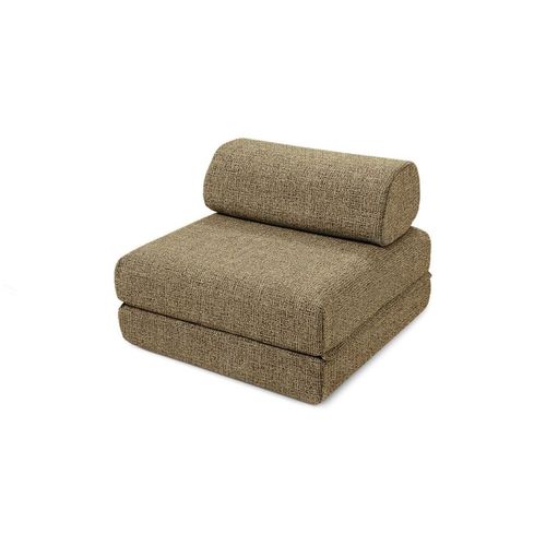 Fauteuil Convertible Et Modulable 1 Place En Tweed Jaune