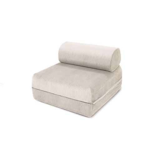 Fauteuil Convertible Et Modulable 1 Place En Velours Côtelé Blanc