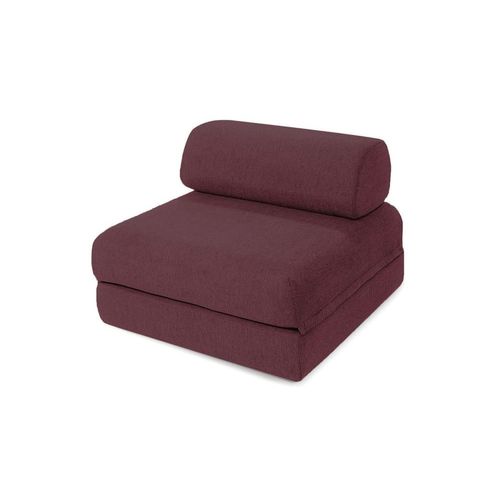 Fauteuil Convertible Et Modulable 1 Place En Tissu Lisse Rouge
