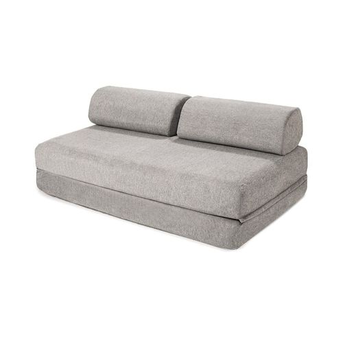 Canapé Droit Convertible Et Modulable 3 Places En Tissu Lisse Gris