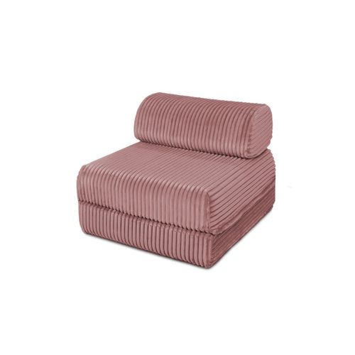 Fauteuil Convertible Et Modulable 1 Place En Velours Côtelé Xl Rose