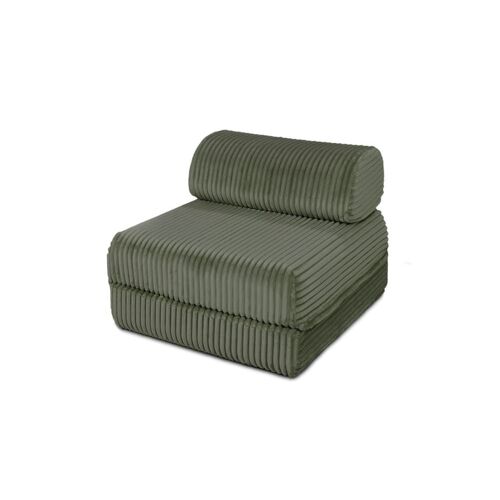 Fauteuil convertible et modulable 1 place en velours côtelé XL vert