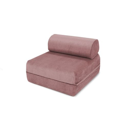 Fauteuil Convertible Et Modulable 1 Place En Velours Côtelé Rose