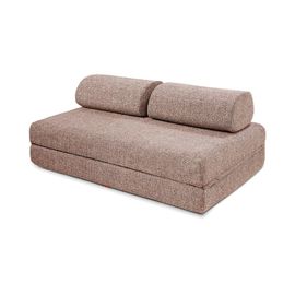 Canapé Droit Convertible Et Modulable 3 Places En Tweed Rouge