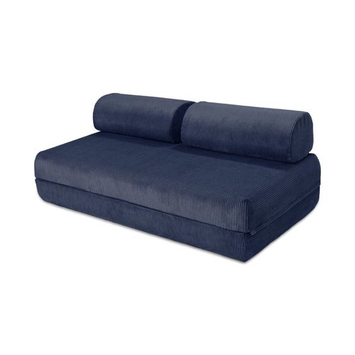 Canapé Convertible Et Modulable 3 Places En Velours Bleu