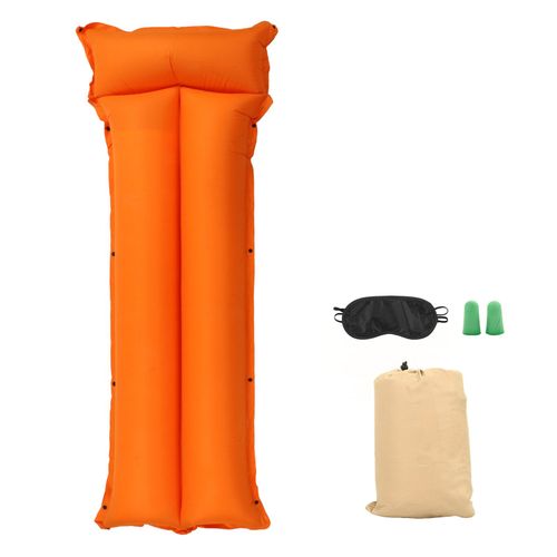 Matelas de camping gonflable resistant a l'humidite, en nylon epais, matelas de couchage d'exterieur pour bureau, alpinisme, orange et rouge