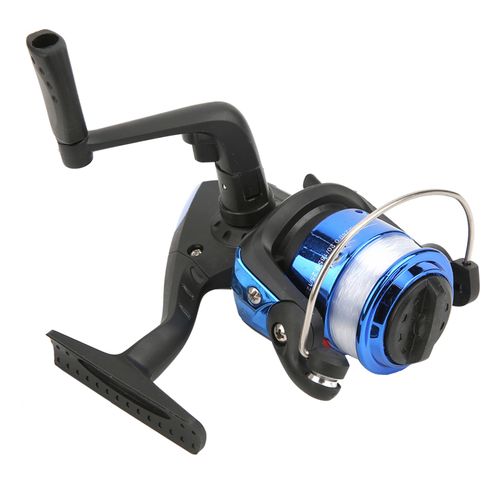 Moulinet De Peche A Tambour Fixe En Abs Bleu Galvanise, Avec Bascule Interchangeable Gauche/Droite Et Ligne