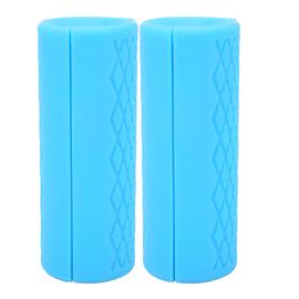 1 Paire De Poignees En Silicone Pour Barre D'haltere, Adaptateur, Equipement De Protection Pour Le Sport, Bleu Grand