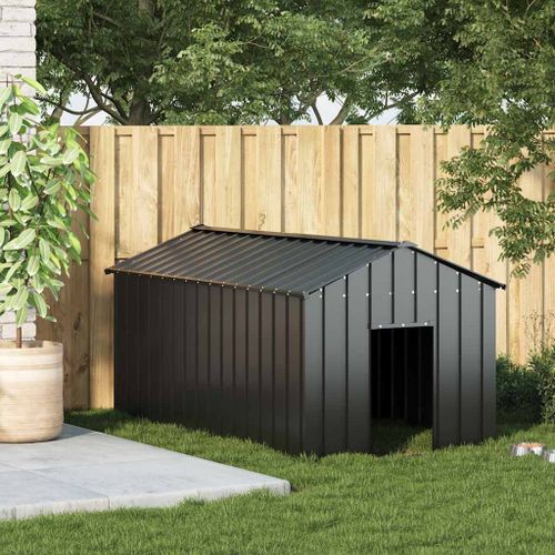 Vidaxl Niche Pour Chien Avec Toit Noir 114x202x101 Cm Acier Galvanisé
