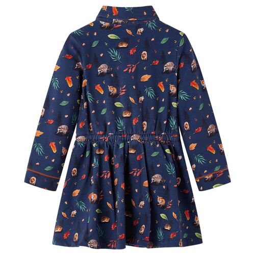 Robe Pour Enfants À Manches Longues Bleu Marine 140