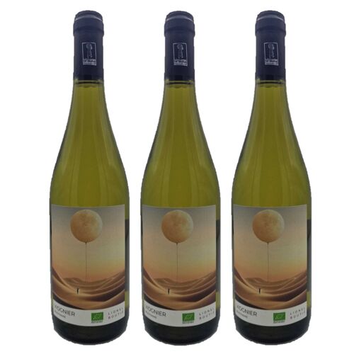 Lot 3x Vin Blanc Cuvée Lune Viognier Bio Et Biodynamique - Pays D'oc - Bouteille 750ml