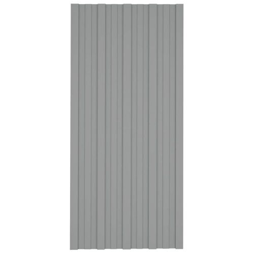 Vidaxl Panneau De Toiture 12 Pcs Gris 100 X 45 Cm Acier Galvanisé