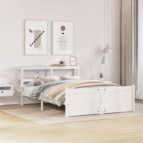 Vidaxl Cadre De Lit Avec Tête De Lit Sans Matelas Blanc 120x190 Cm