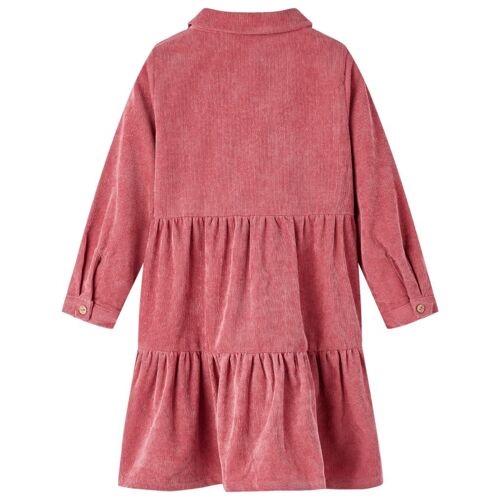 Robe Enfants À Manches Longues Velours Côtelé Rose Ancien 116