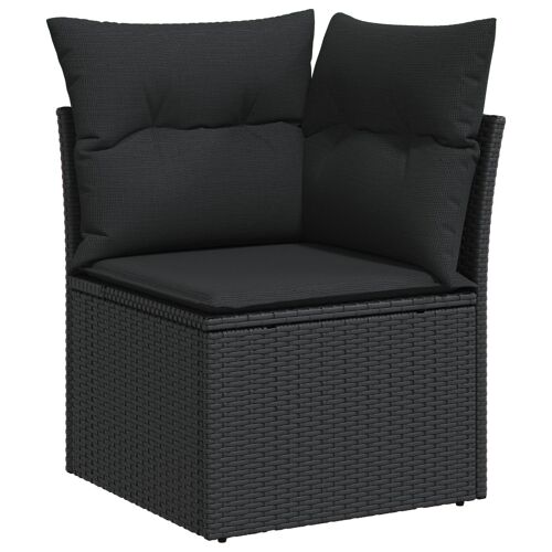 Ensemble De Canapé De Jardin De 9 Pièces Vidaxl Avec Coussins En Poly Rotin Noir Acacia