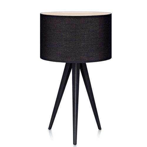 Lampe À Poser Trépied Salon Bureau Chambre Chevet Abat-Jour Noir Romanza Vn-L00009-Eu