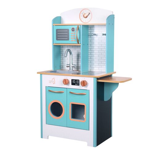 Cuisine enfant en bois avec 19 accessoires dinette jeux d’imitation gris Teamson Kids TD-13629A