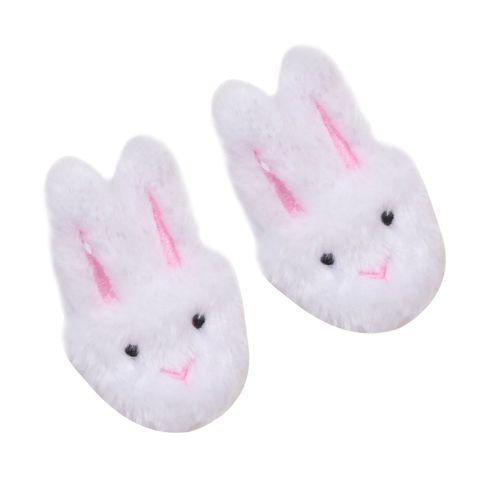 Sophia's par Teamson Kids Chaussures de poupées avec oreilles de lapin moelleuses et nez cousu, Chaussures pour poupées de 18", Blanc