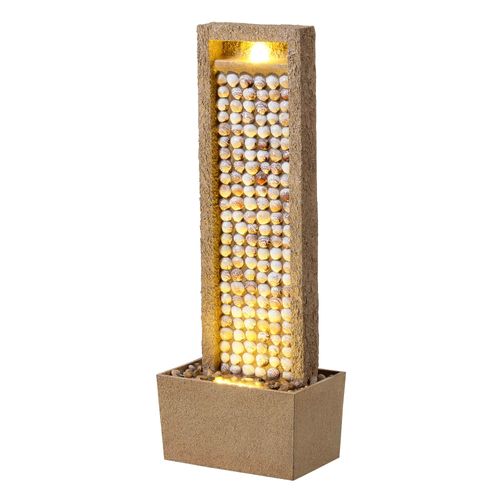 Teamson Home Fontaine De Jardin Cotiere Haute Cascade Exterieure Led Design Coquillages Balcon Patio Marron