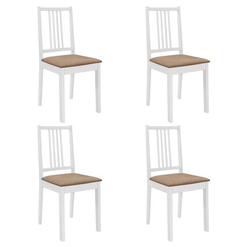 vidaXL 4 pcs Chaises Ã  dÃ®ner avec coussins Blanc Bois solide