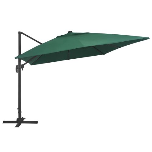 Parasol Déporté Avec Lumières Led Aluminium 400 X 300 Cm Vert Helloshop26 02_0008453