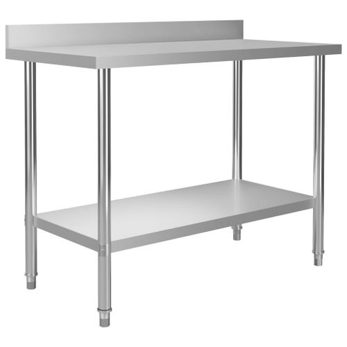 Table De Travail De Cuisine Avec Dosseret 120 X 60 X 93 Cm Acier Inoxydable Helloshop26 02_0001908