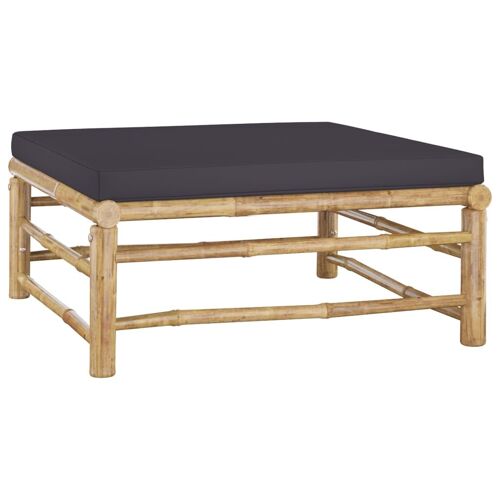 Vidaxl Repose-Pied De Jardin Avec Coussin Gris Foncé Bambou
