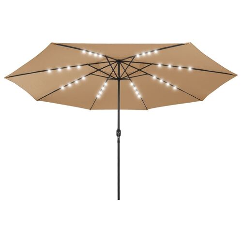 Vidaxl Parasol D'extérieur Avec Led Et Mât En Métal 400 Cm Taupe