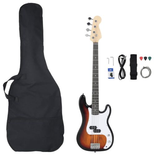 Guitare Basse Électrique De Débutants Sac Brun Et Blanc 4/4 46"