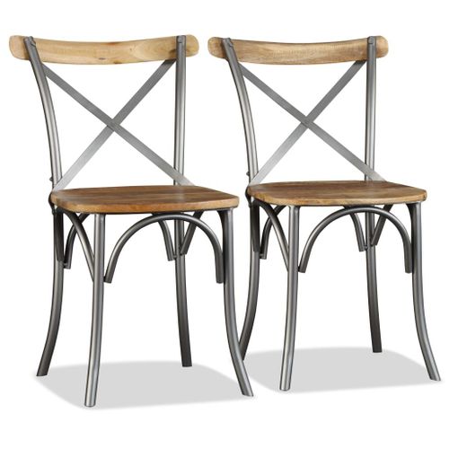 Vidaxl Chaises De Salle À Manger 2 Pcs Bois Solide De Manguier
