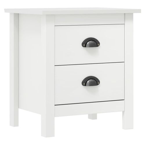 Vidaxl Table De Chevet Hill Blanc 46x35x49,5 Cm Bois De Pin Solide