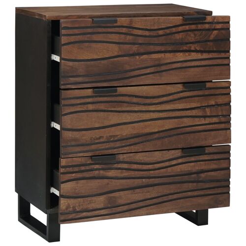 vidaXL Buffets avec tiroir avec stockage 2 pcs Marron Moyen Bois massif