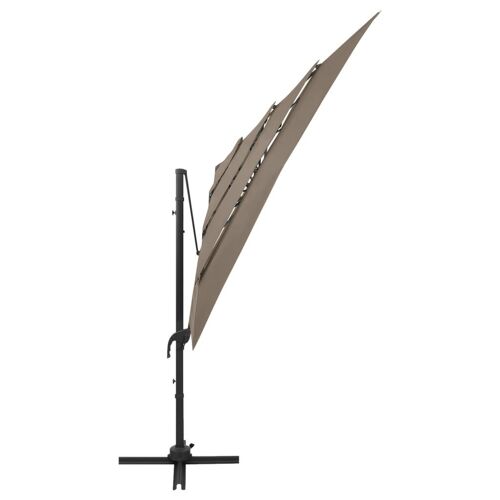 Parasol À 4 Niveaux Avec Mât En Aluminium 250 X 250 Cm Taupe Helloshop26 02_0008794