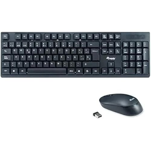 Clavier et souris sans fil - Equip - Espagnol - Noir - Récepteur USB - Technologie sans fil