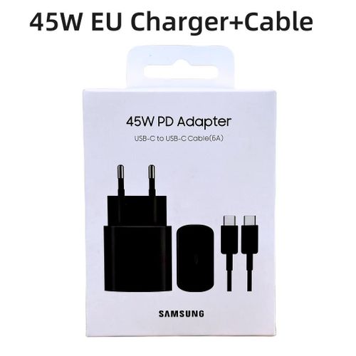 Chargeur Samsung 45w, Super Charge Rapide, Adaptateur Certifié Ue Pour Galaxy Z, S23/S24 Ultra, S20/S22/S21 ¿ Noir Eu