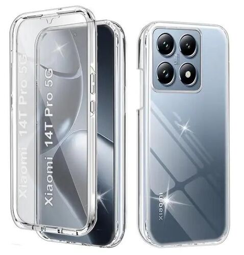 Coque Pour Xiaomi 14t Pro 5g - Housse Etui Silicone Gel 360 Integrale + Verre Trempe - Transparent