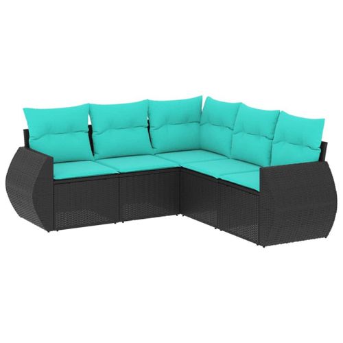 Vidaxl Salon De Jardin 5 Pcs Avec Coussins Noir Résine Tressée