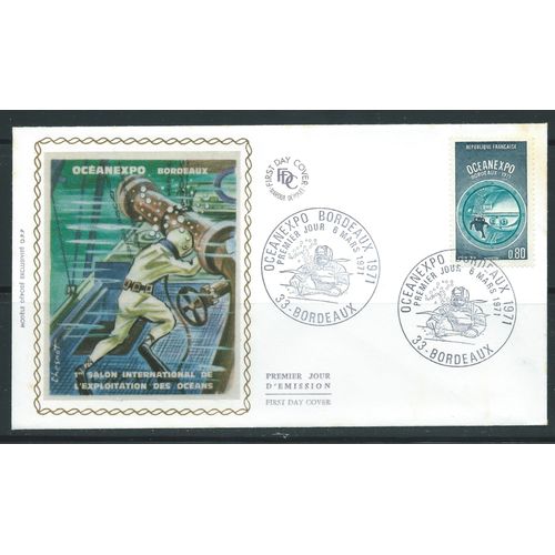 Enveloppe 1er Jour Sur Soie Océanexpo À Bordeau Le 6 Mars 1971 N° 1666
