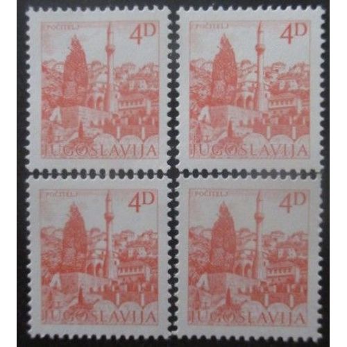 Yougoslavie N°1833a Dentelé 13,5 Neuf ** X 4