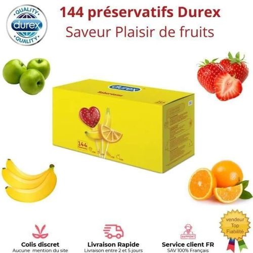 Lot 144 Préservatifs Durex Plaisir De Fruits Capote Homme Boite 144 Pieces