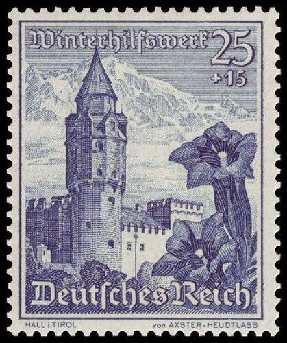 Allemagne, 3ème Reich, 1938, Très Beau Timbre Neuf** Luxe Yvert 623, Au Profit Du Secours D'hiver, Paysage D' Autriche, Vue De Hall (Tyrol) Et Gentiane.