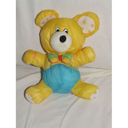 CHIEN PUFFALUMP OURS JAUNE BLEU 25 cm