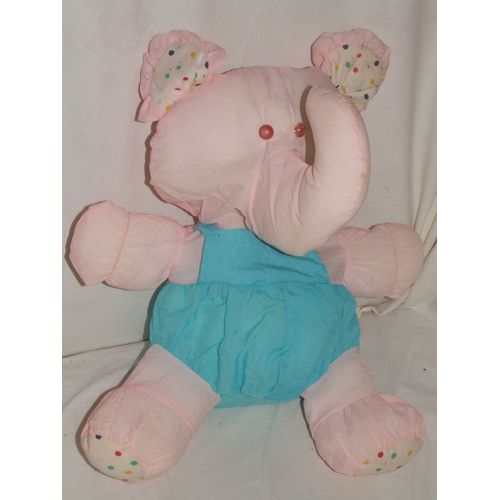 ELEPHANT PUFFALUMP ROSE BLEU POIS 43 cm