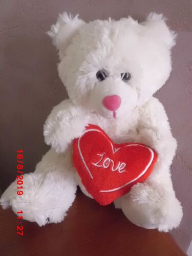 Ours Blanc Interactif Avec Son Coeur Rouge