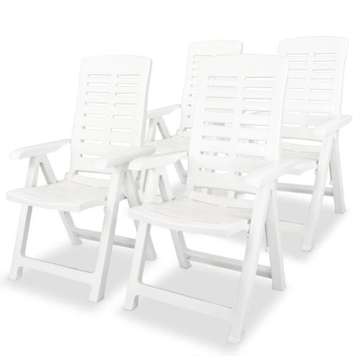 Vidaxl Chaises Inclinables De Jardin Lot De 4 Plastique Blanc