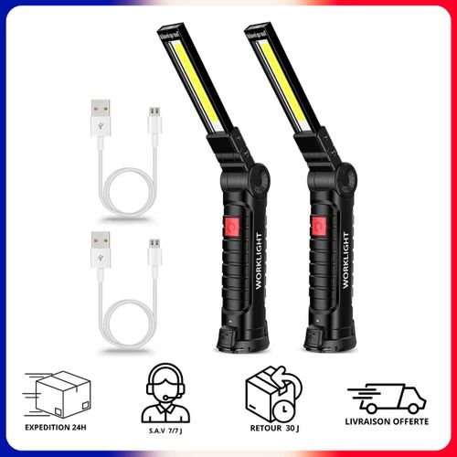 Lampe De Travail Rechargeable Magnétique Mécanicien Portable Puissante En Lot X2